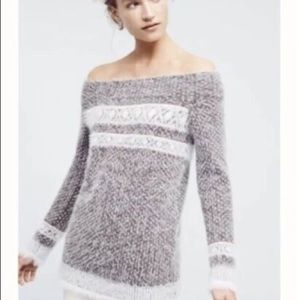 Anthropologie Sleeping in Snow Faroe fuzzy off shoulder sweater S
